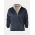 Mens Warm Velvet Stand Collar Sherpa Lined Long Sleeve Coats With Pocket