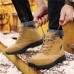 Men Warm Lined Solid Color Non Slip Lace Up Snow Boots