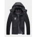 Mens Patchwork Windproof Warm Thick Fleece Lined Hooded Coats With Pocket