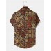 Mens Retro Tribal Print Short Sleeve Front Buttons Shirts