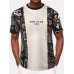 Mens Ethnic Tribal Pattern Letter Embroidered Knit Short Sleeve T  Shirts