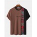 Mens Letter Ethnic Asymmetric Print Short Sleeve O Neck T  Shirts