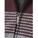 Mens Stripe Colorblock Knitted Fleece Lined Warm Hooded Cardigans With Pocket