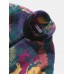 Men Polar Fleece Tie Dye Stand Collar Pockets Zip Cardigans Jacket Coat