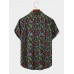 Mens Leaf Print Button Up Short Sleeve Shirts