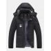 Mens Patchwork Windproof Warm Thick Fleece Lined Hooded Coats With Pocket